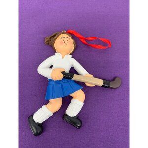 2016 Ornament Central Christmas Tree Hanger Girl Field Hockey Brown Hair